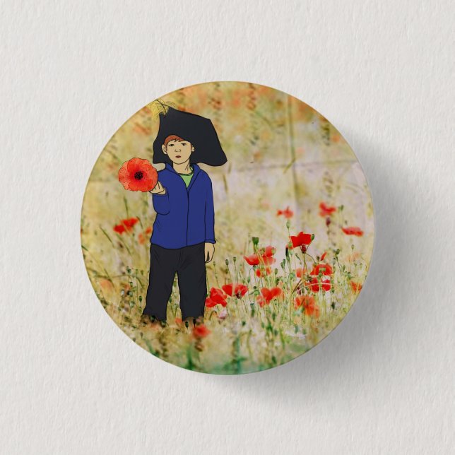 poppy 1 inch round button (Front)