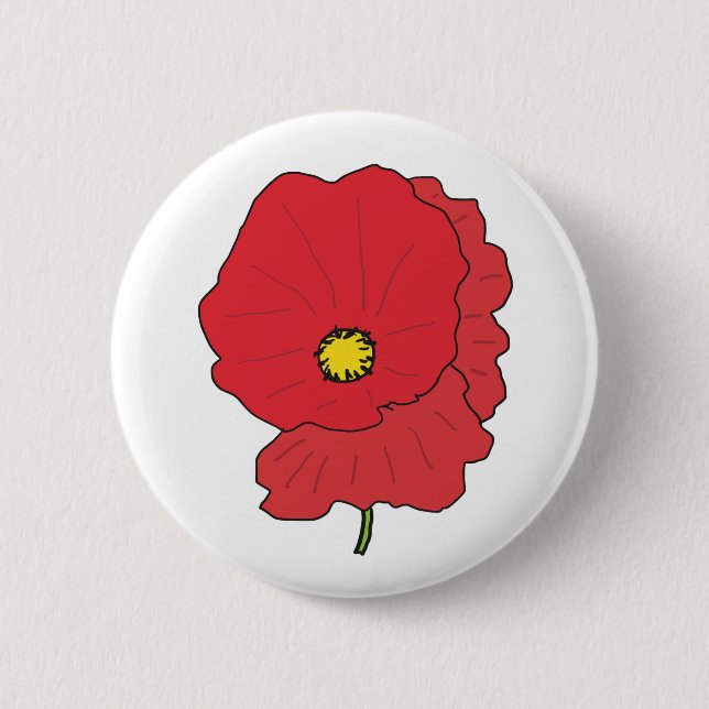 Poppy 2 Inch Round Button (Front)