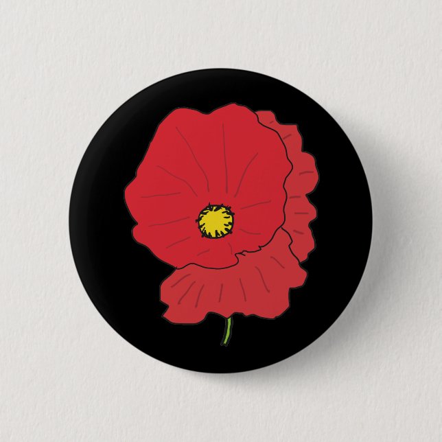 Poppy 2 Inch Round Button (Front)