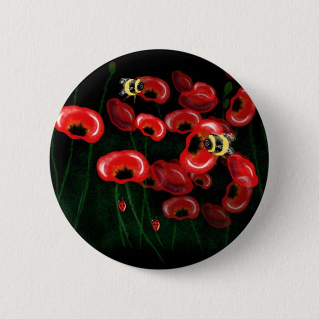 POPPY and BEE art 2 Inch Round Button (Front)