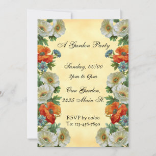 Poppy and Cornflowers Custom Floral Invitations