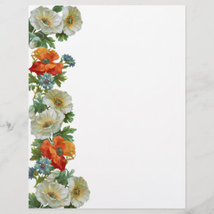 Poppy and Cornflowers Floral Art Letterhead