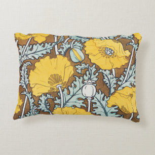 Poppy Art Illustration Flower Nouveau  Accent Pillow