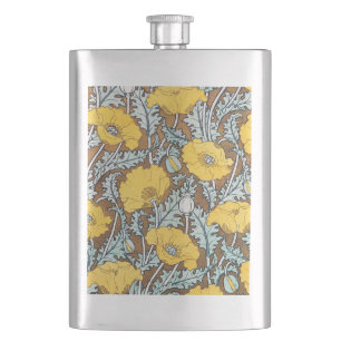 Poppy Art Illustration Flower Nouveau Hip Flask