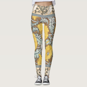 Poppy Art Illustration Flower Nouveau Leggings