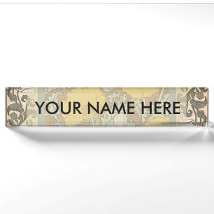 Poppy Art Illustration Flower Nouveau Nameplate