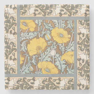 Poppy Art Illustration Flower Nouveau Stone Coaster