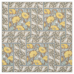 poppy art illustration yellow flower fabric
