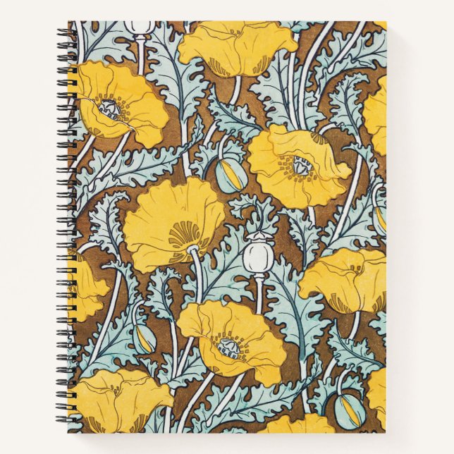 poppy art illustration yellow flower notebook (Front)