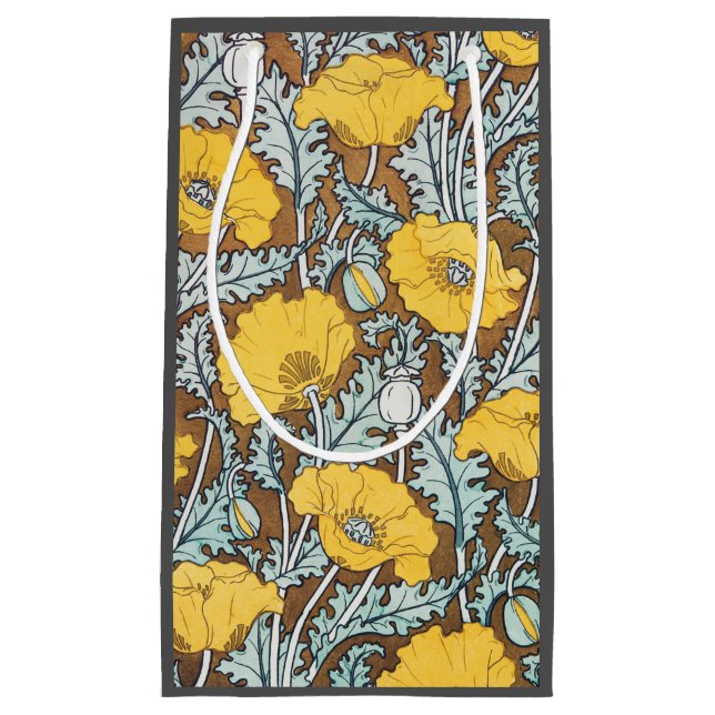 poppy art illustration yellow flower small gift bag (Front)