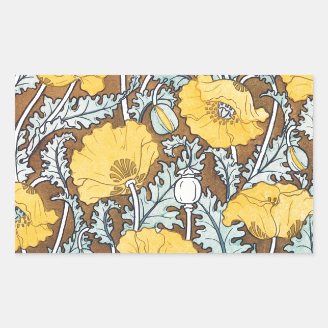 poppy art illustration yellow flower sticker (Front)