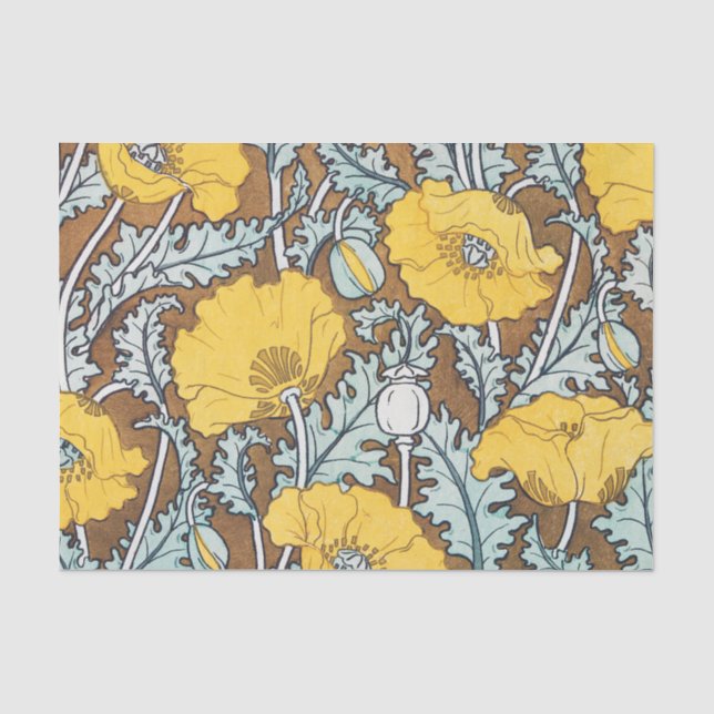 poppy art illustration yellow flower tissue paper (Front)