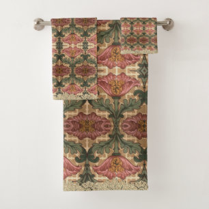 Poppy Art Nouveau Boho Floral Towel