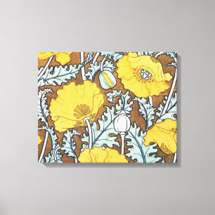 Poppy Art Nouveau Illustration Yellow Flower Canvas Print
