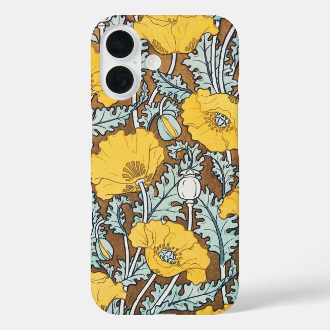 Poppy Art Nouveau Illustration Yellow Flower Case-Mate iPhone Case (Back)