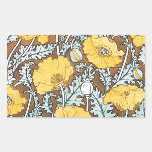Poppy Art Nouveau Illustration Yellow Flower Sticker