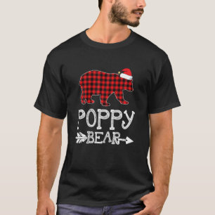Poppy Bear Christmas Pajama Red Plaid Buffalo Fami T-Shirt