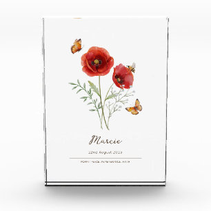 Poppy Birth Month Flower Photo Block