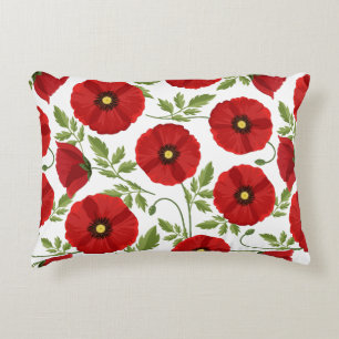Poppy blooming joyful Summer Flowers Accent Pillow