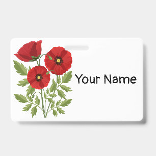Poppy blooming joyful Summer Flowers Badge