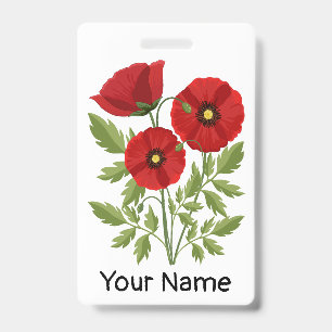 Poppy blooming joyful Summer Flowers Badge