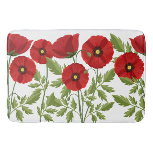 Poppy blooming joyful Summer Flowers Bath Mat