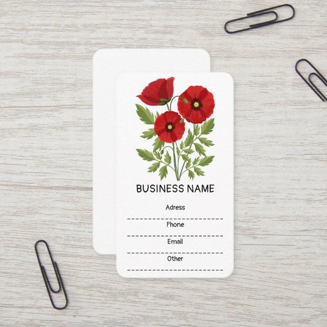 Poppy blooming joyful Summer Flowers Business Card (Front/Back In Situ)