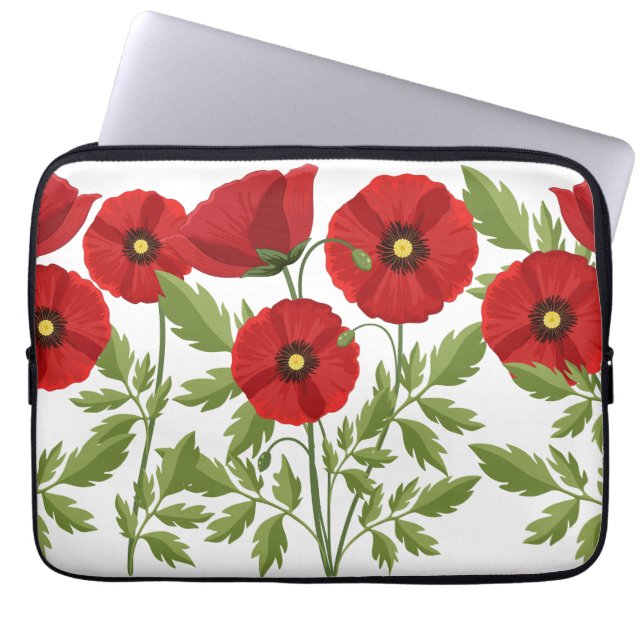 Poppy blooming joyful Summer Flowers Laptop Sleeve (Front)