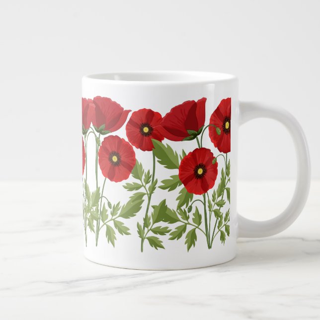 Poppy blooming joyful Summer Flowers Large Coffee Mug (Right)