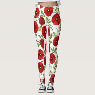 Poppy blooming joyful Summer Flowers Leggings