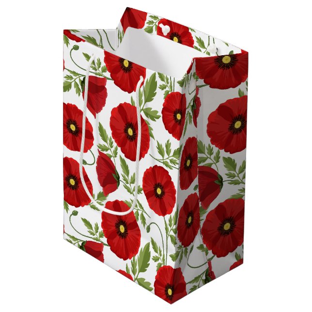 Poppy blooming joyful Summer Flowers Medium Gift Bag (Front Angled)