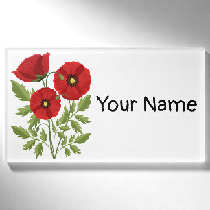 Poppy blooming joyful Summer Flowers Name Tag