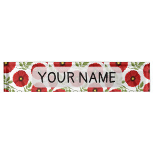 Poppy blooming joyful Summer Flowers Nameplate