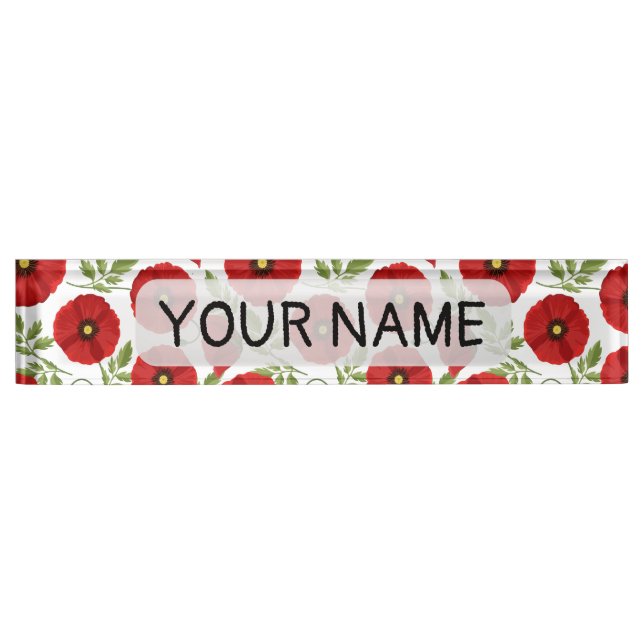 Poppy blooming joyful Summer Flowers Nameplate (Front)