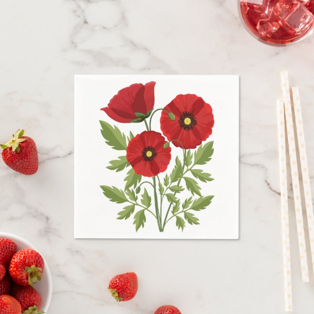 Poppy blooming joyful Summer Flowers Napkin (Insitu)