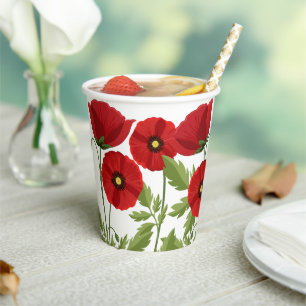 Poppy blooming joyful Summer Flowers Paper Cups