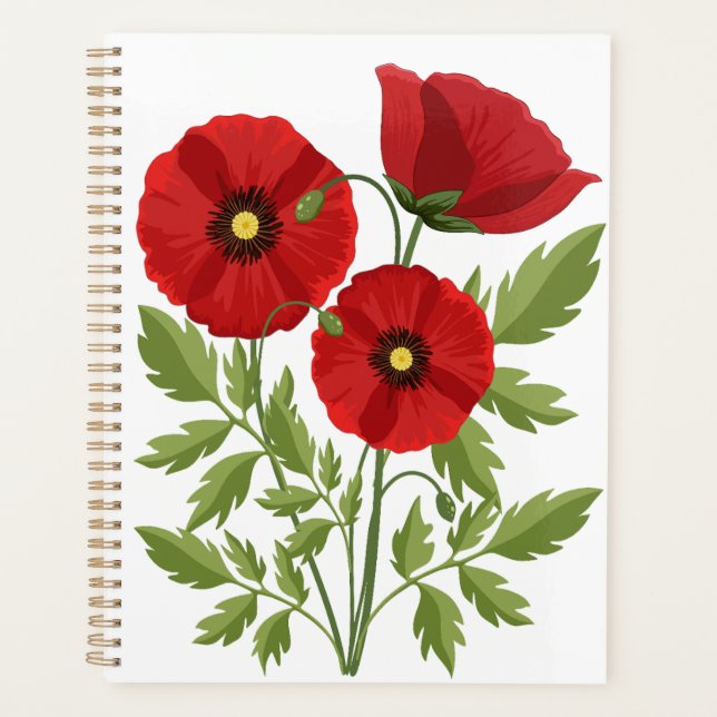 Poppy blooming joyful Summer Flowers Planner (Front)