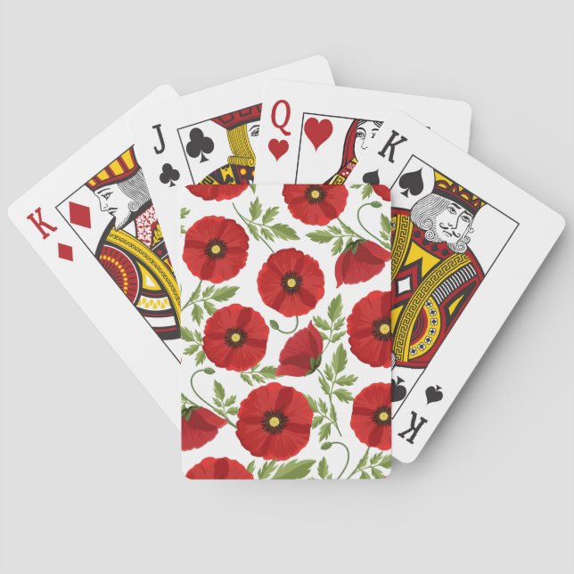 Poppy blooming joyful Summer Flowers Playing Cards (Back)
