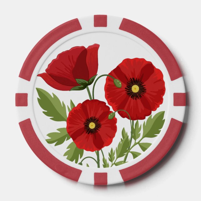 Poppy blooming joyful Summer Flowers Poker Chips (Front)