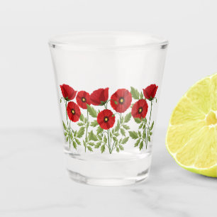 Poppy blooming joyful Summer Flowers Shot Glass
