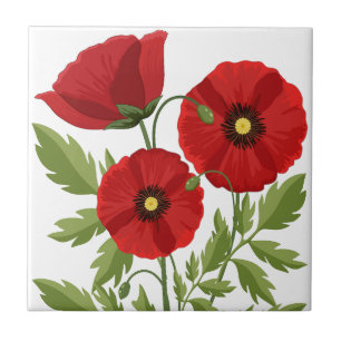 Poppy blooming joyful Summer Flowers Tile