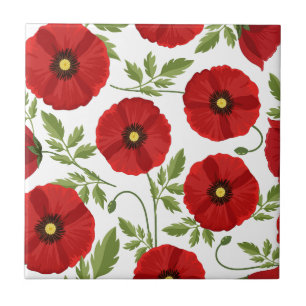 Poppy blooming joyful Summer Flowers Tile