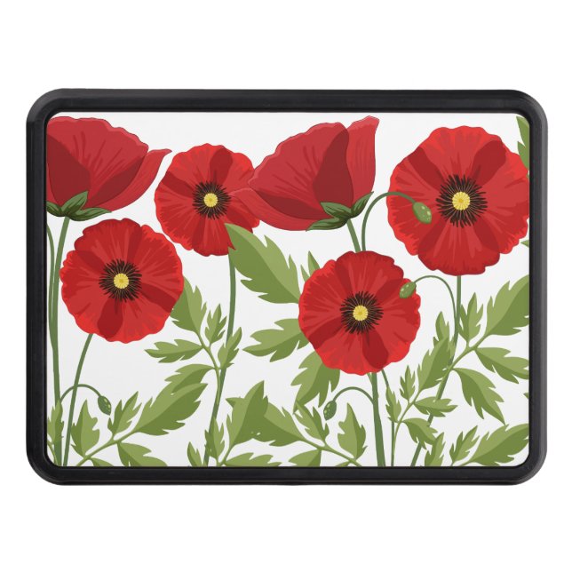 Poppy blooming joyful Summer Flowers Trailer Hitch Cover (Front)