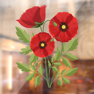 Poppy blooming joyful Summer Flowers Window Cling