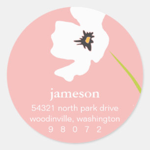 Poppy Blossom Round Address Label