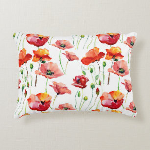 Poppy Blossom: Simple Seamless Background. Accent Pillow