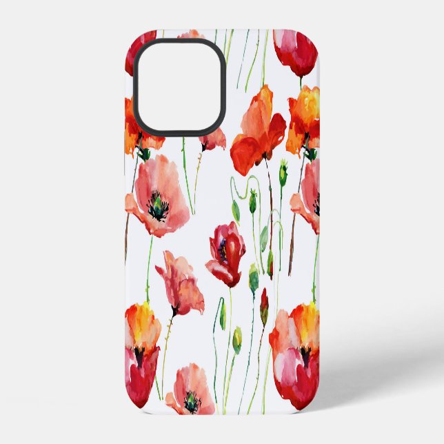 Poppy Blossom: Simple Seamless Background. iPhone Case (Back)