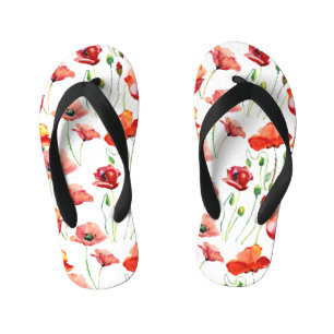 Poppy Blossom: Simple Seamless Background. Kid's Flip Flops