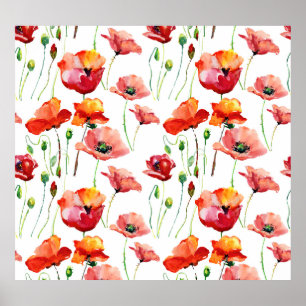 Poppy Blossom: Simple Seamless Background. Poster