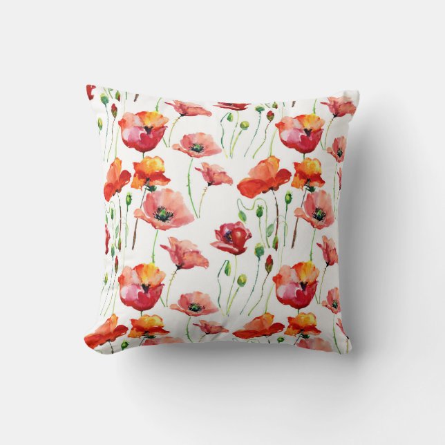 Poppy Blossom: Simple Seamless Background. Throw Pillow (Front)
